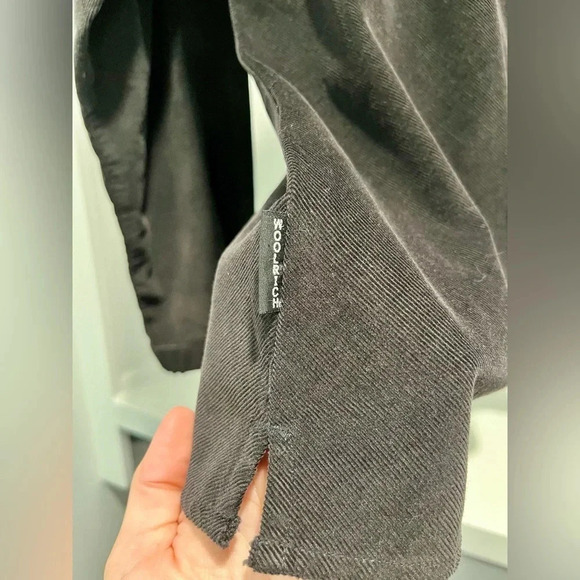 Woolrich black fine corduroy button snap top w/ lace trim XL womens 100% cotton - Picture 6 of 7